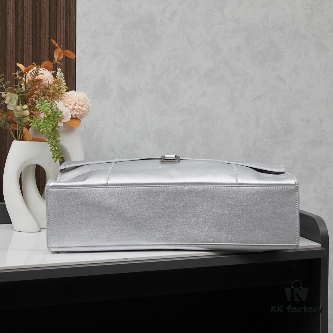 6930df2a6e68136f4d9b1fe9 Large Silver Buckle (With Box) Balenciaga Latest Long Handle Hourglass Bag