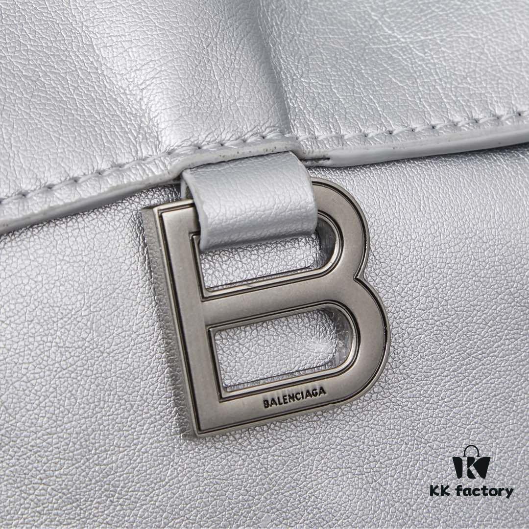 6930df326e68136f4d9b1ff0 Large Silver Buckle (With Box) Balenciaga Latest Long Handle Hourglass Bag