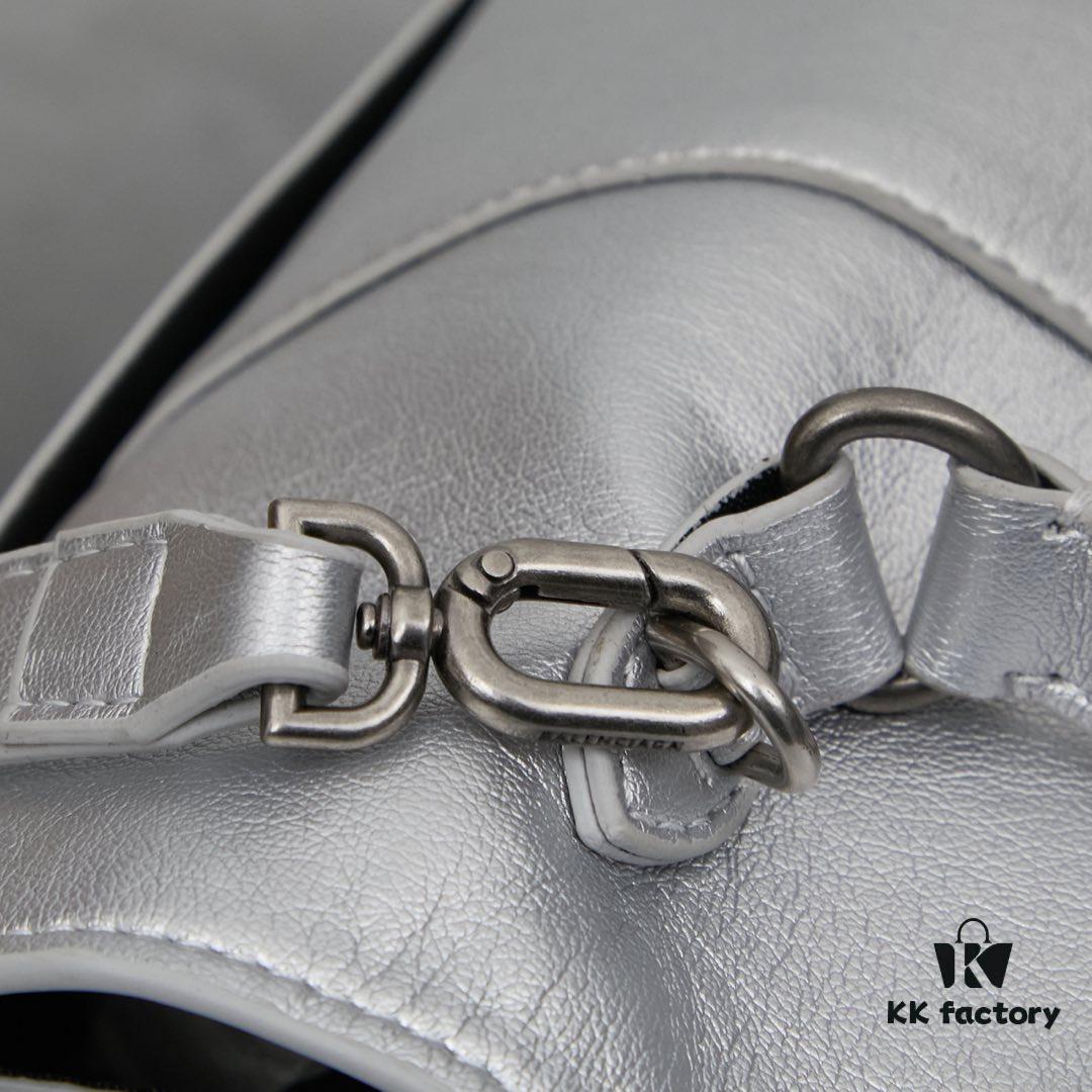 6930df376e68136f4d9b1ffa Large Silver Buckle (With Box) Balenciaga Latest Long Handle Hourglass Bag