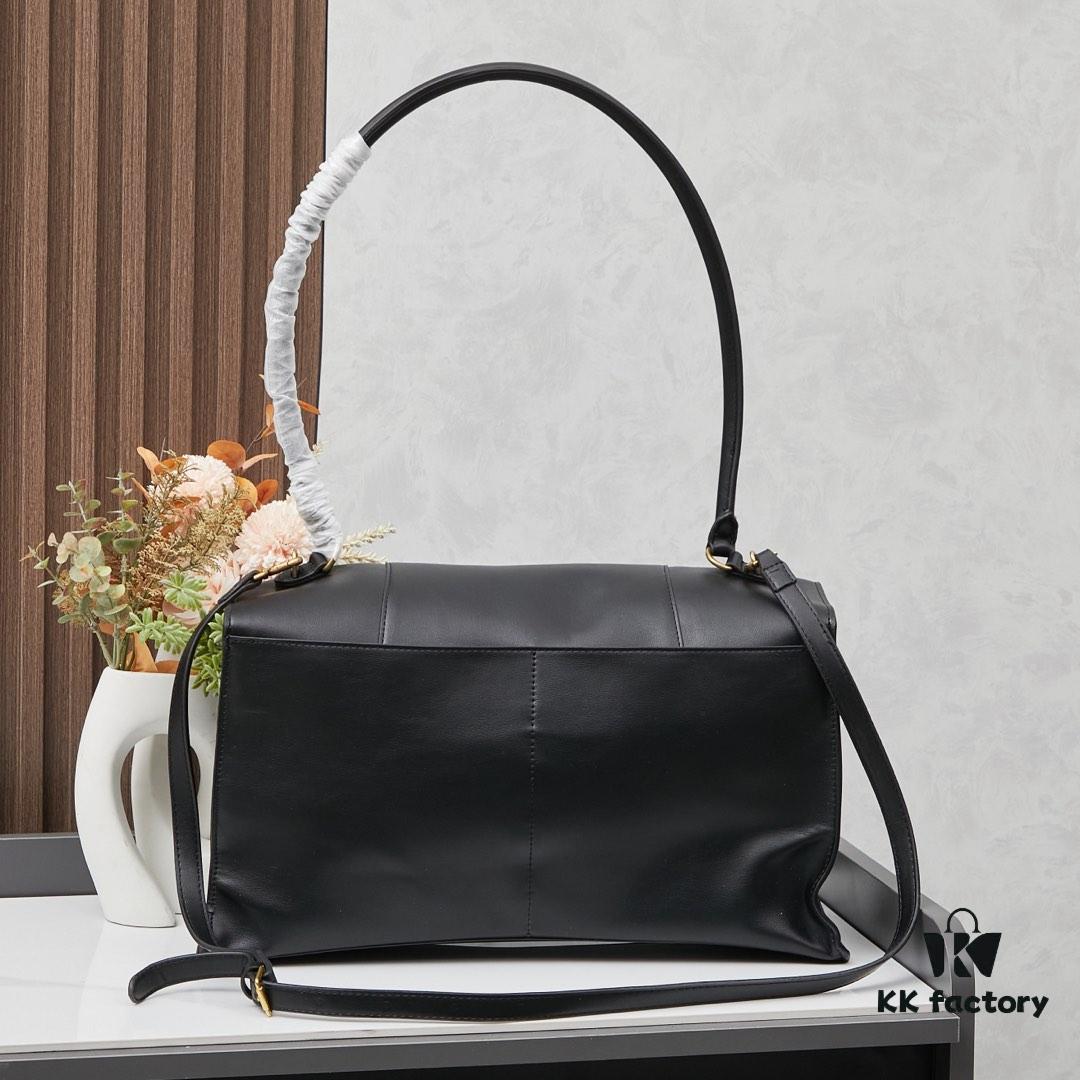 6930df456e68136f4d9b2013 Large Gold Buckle Bag (with Box) Balenciaga Latest Long Handle Hourglass Tote