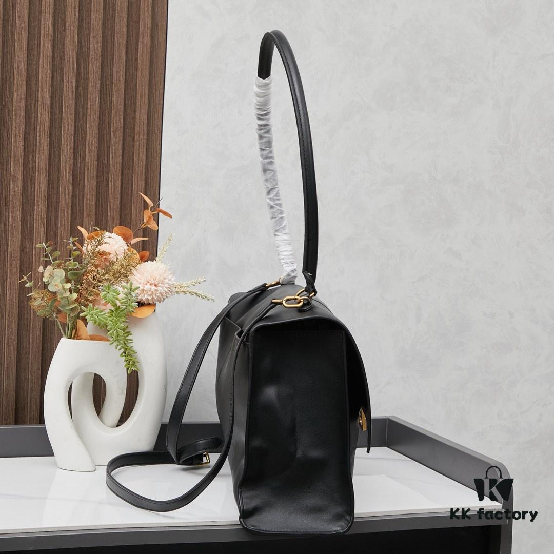 6930df456e68136f4d9b2014 Large Gold Buckle Bag (with Box) Balenciaga Latest Long Handle Hourglass Tote
