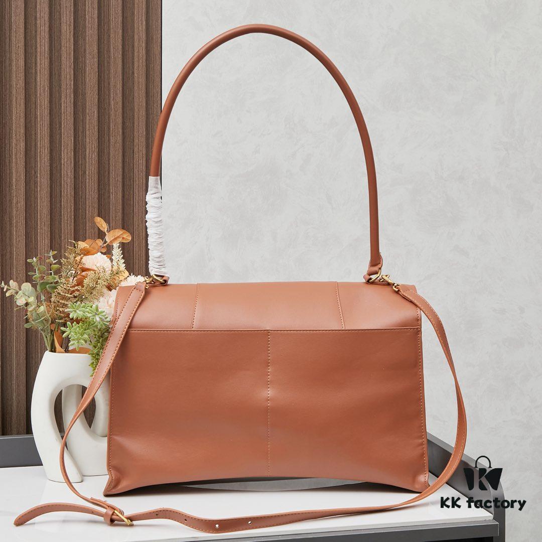 6930df506e68136f4d9b2024 Large Gold Buckle Bag (with Box) Balenciaga Latest Long Handle Hourglass Tote