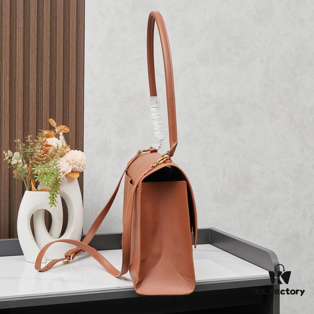 6930df506e68136f4d9b2025 Large Gold Buckle Bag (with Box) Balenciaga Latest Long Handle Hourglass Tote