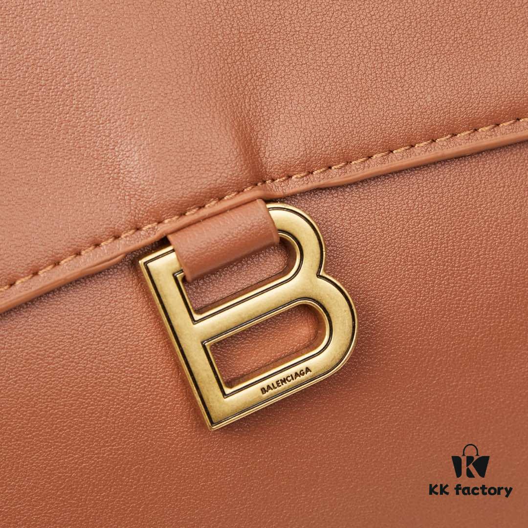 6930df566e68136f4d9b202d Large Gold Buckle Bag (with Box) Balenciaga Latest Long Handle Hourglass Tote