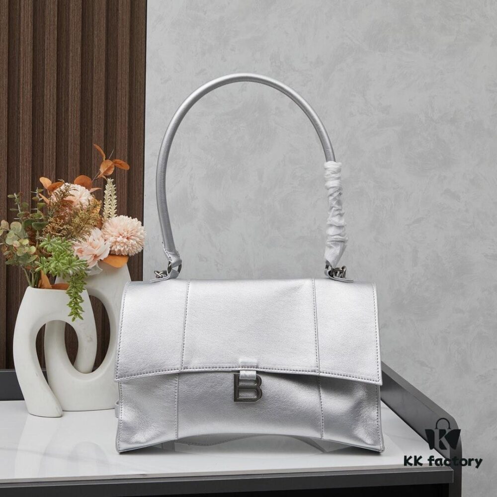 6930df616e68136f4d9b203f Medium Silver Buckle (with Box) Balenciaga Latest Long Handle Hourglass Bag