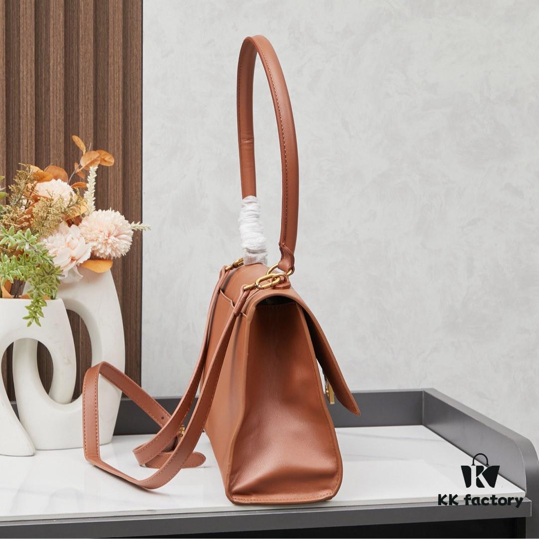 6930df856e68136f4d9b207d Medium Gold-Tone Buckle Balenciaga Hourglass Handbag (with Box)