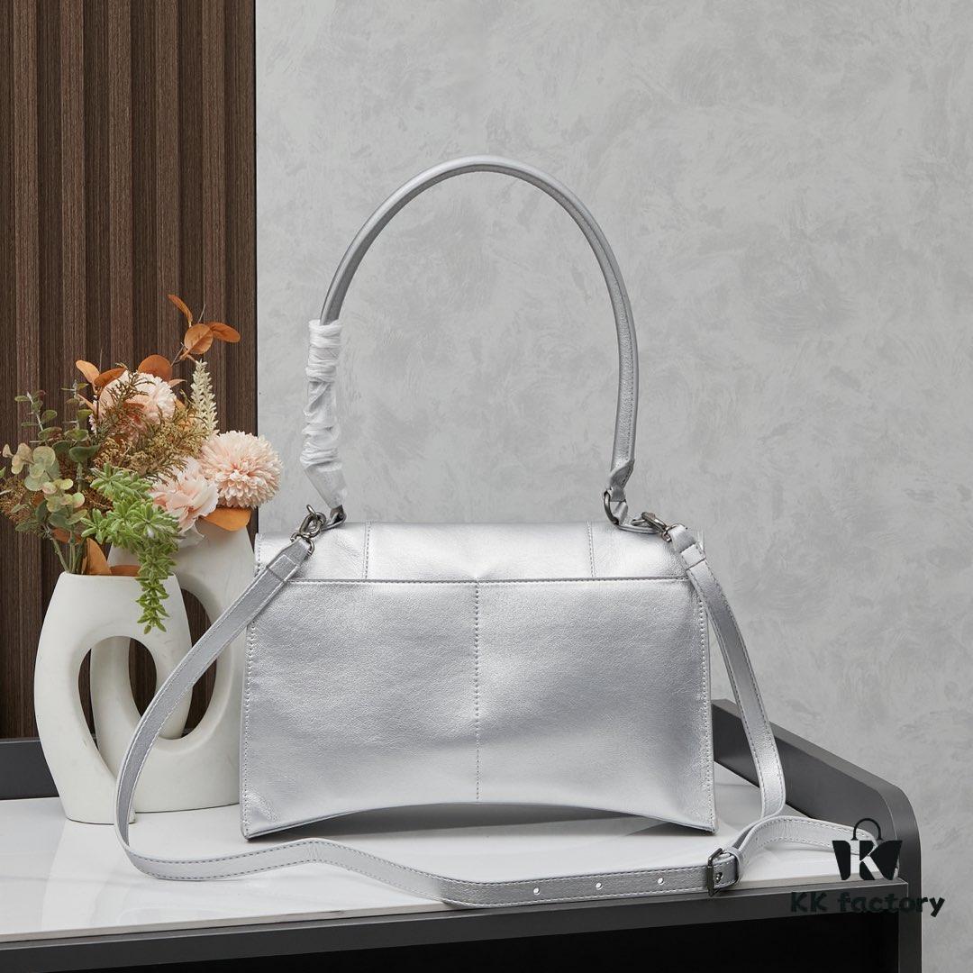 6930df966e68136f4d9b209b Small Silver Buckle (With Box) Balenciaga Latest Long Handle Hourglass Bag