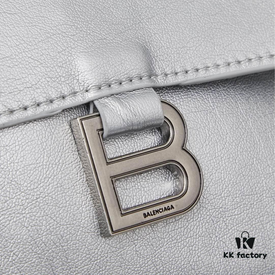 6930df986e68136f4d9b209d Small Silver Buckle (With Box) Balenciaga Latest Long Handle Hourglass Bag