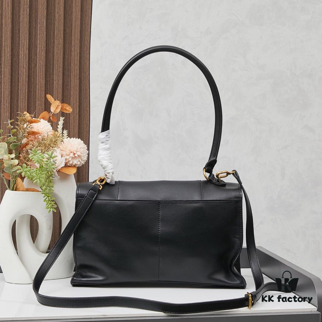 6930dfba6e68136f4d9b20d2 Small Gold-Tone Buckle Parisian Handle Bag (With Box) Balenciaga Latest Long Handle Hourglass Bag