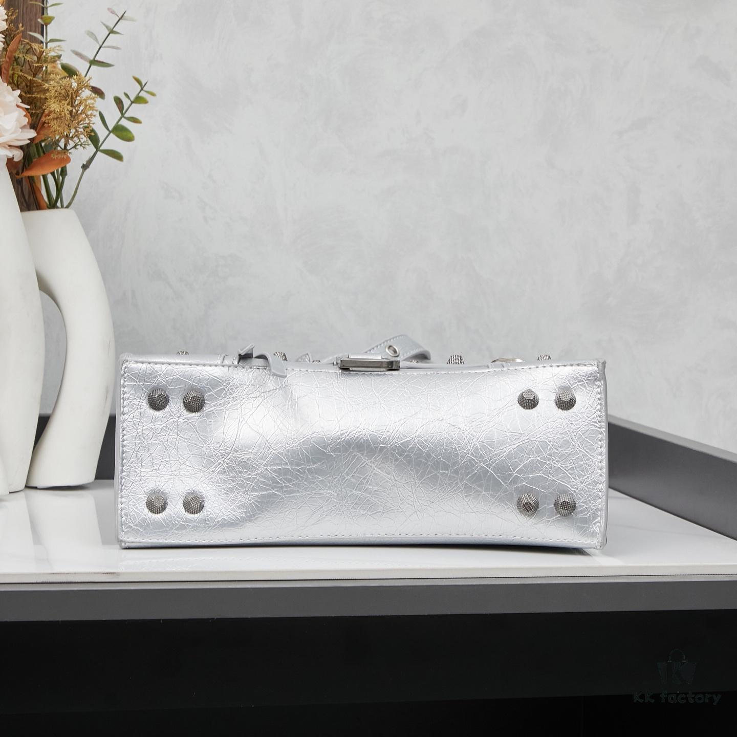 6930e00b6e68136f4d9b213c Large Balenciaga Hourglass Motorcycle Bag with Box