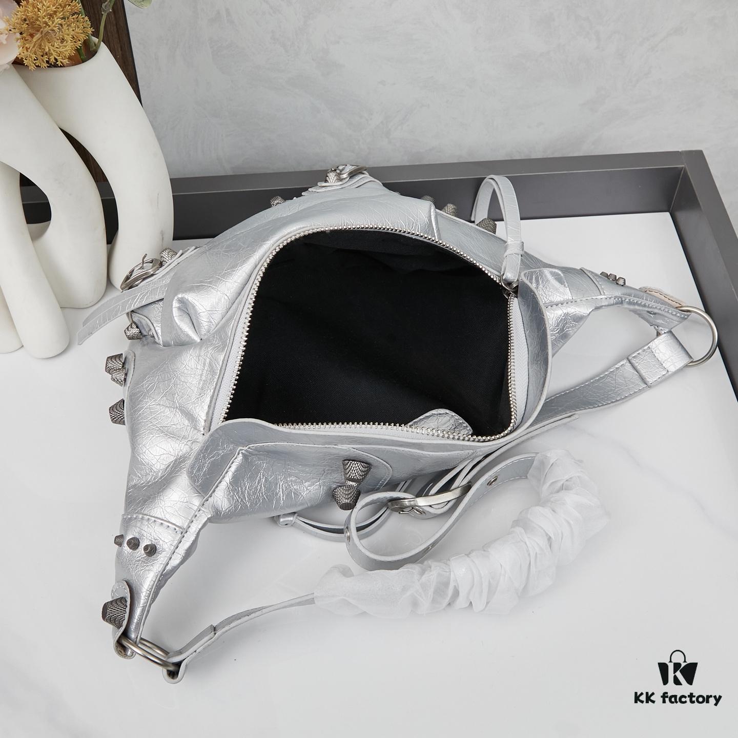Balenciaga LE CAGOLE MEDIUM BLACK LAMB LEATHER WAIST BAG WITH BOX