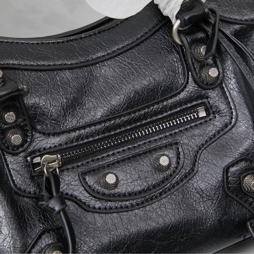 6930e0256e68136f4d9b2161 Small Silver Buckle Balenciaga Motorcycle Bag with Box - Gaint City Collection