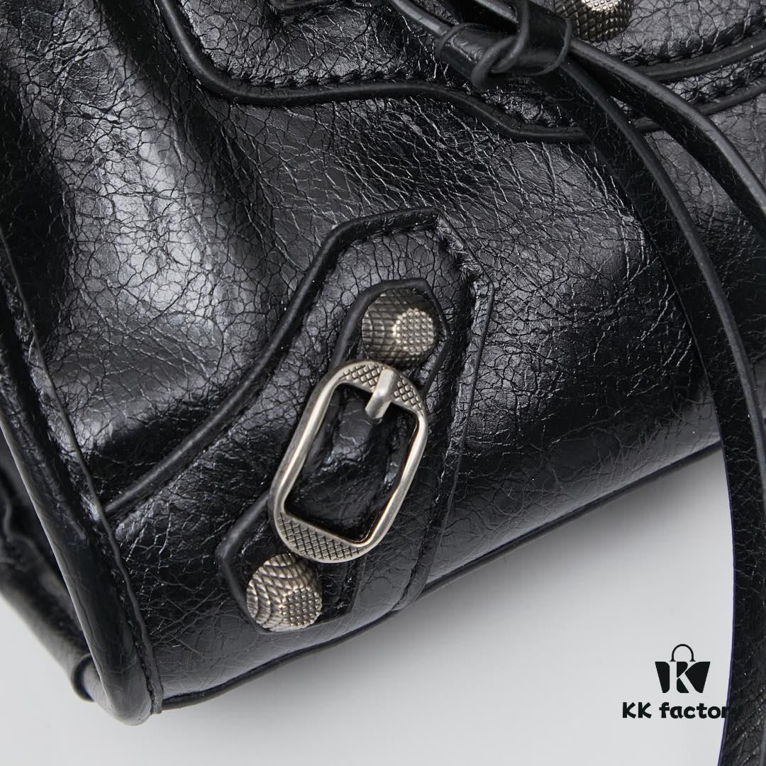 6930e02e6e68136f4d9b216b Small Silver Buckle Balenciaga Motorcycle Bag with Box - Gaint City Collection