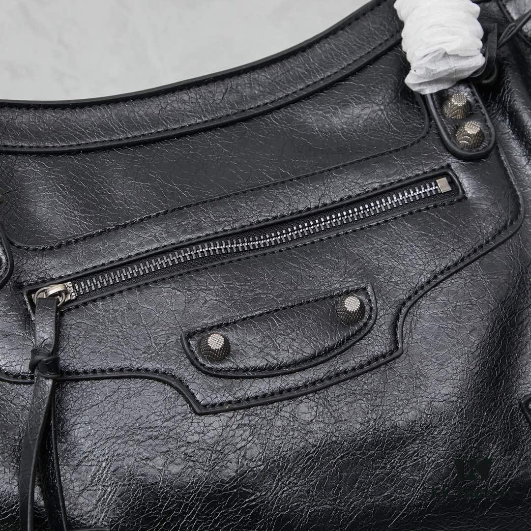 6930e0336e68136f4d9b2174 Large Silver Buckle Balenciaga Motorcycle Bag with Box