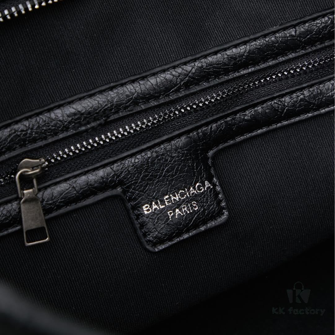 6930e0356e68136f4d9b2176 Large Silver Buckle Balenciaga Motorcycle Bag with Box