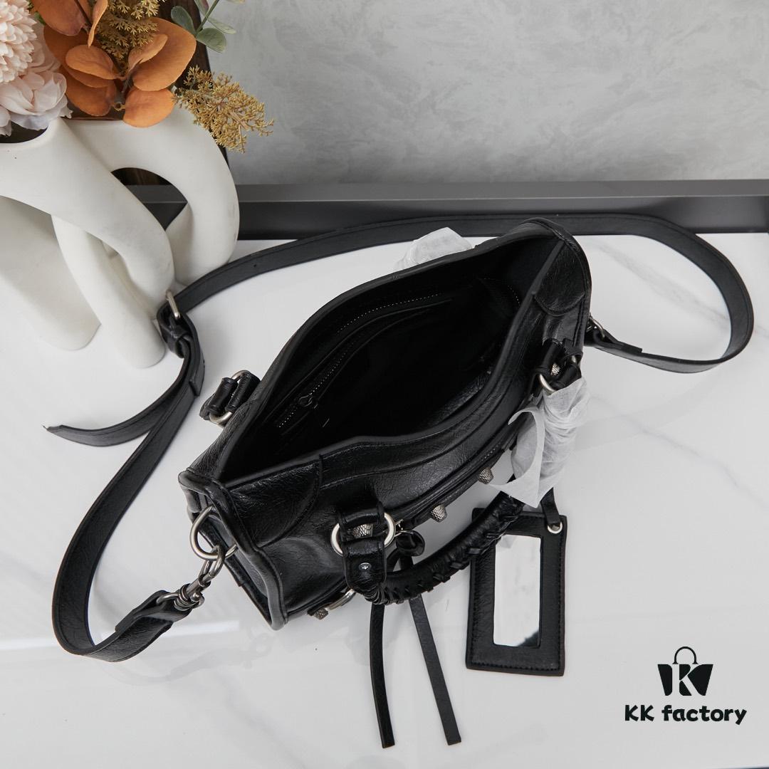 6930e0396e68136f4d9b217b Small Silver Buckle Balenciaga Motorcycle Bag with Box - Gaint City Collection