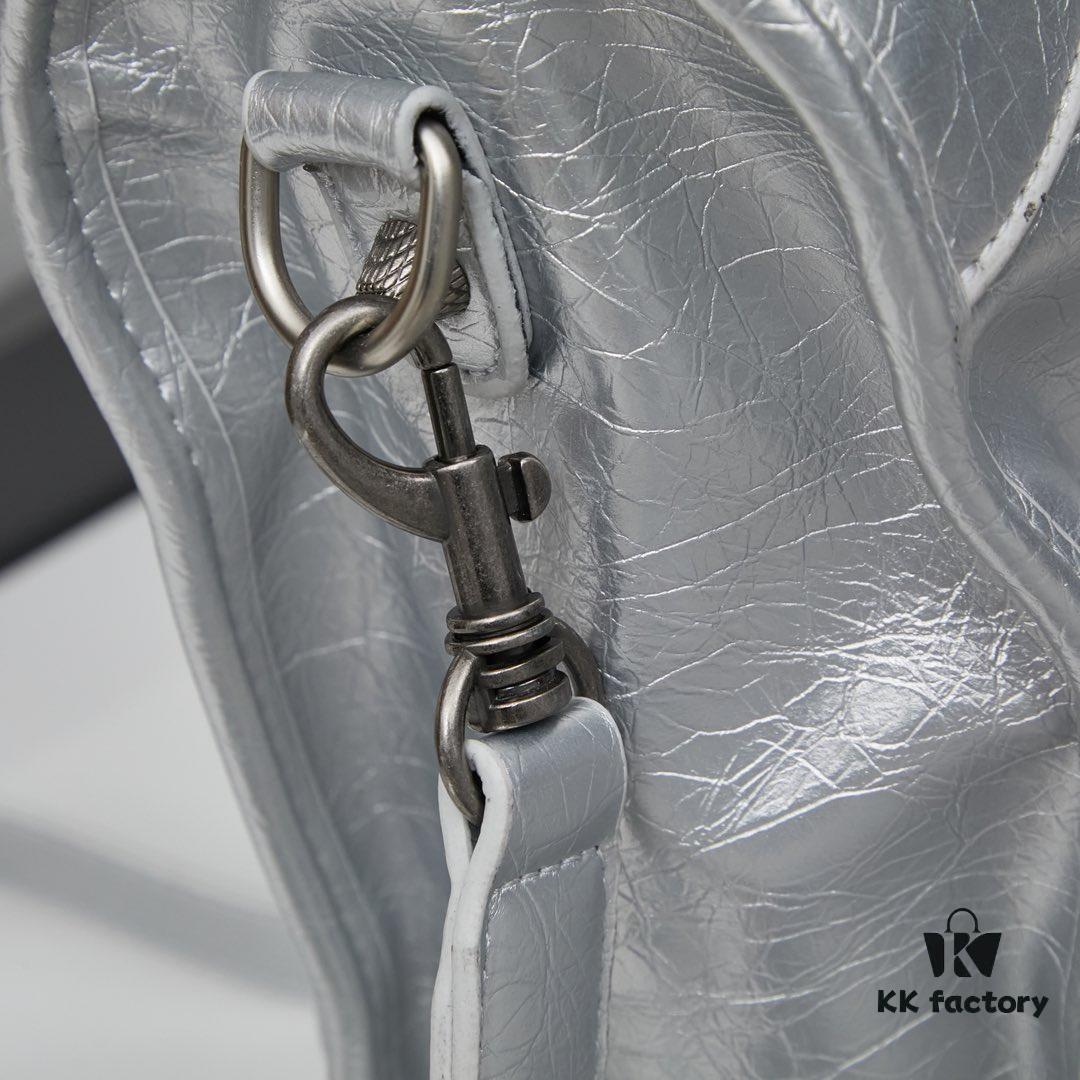 6930e0456e68136f4d9b2191 Large Silver Buckle Balenciaga Motorcycle Bag with Box - Gaint City Series