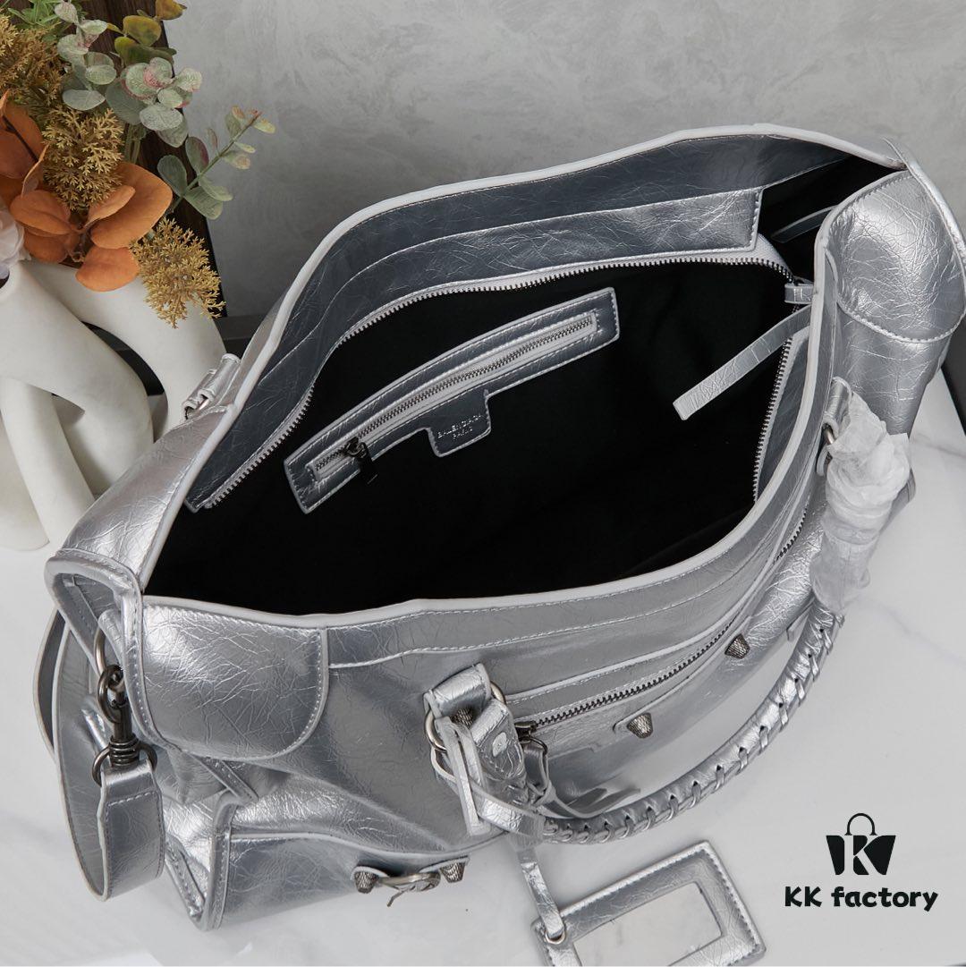 6930e0466e68136f4d9b2193 Large Silver Buckle Balenciaga Motorcycle Bag with Box - Gaint City Series