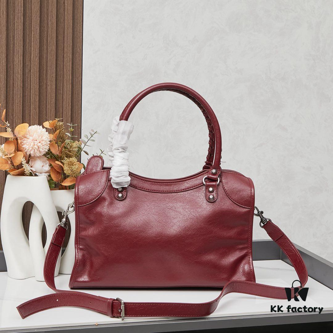 6930e04e6e68136f4d9b21a1 Balenciaga Motorcycle Bag in Medium Size with Silver Buckle, Includes Box