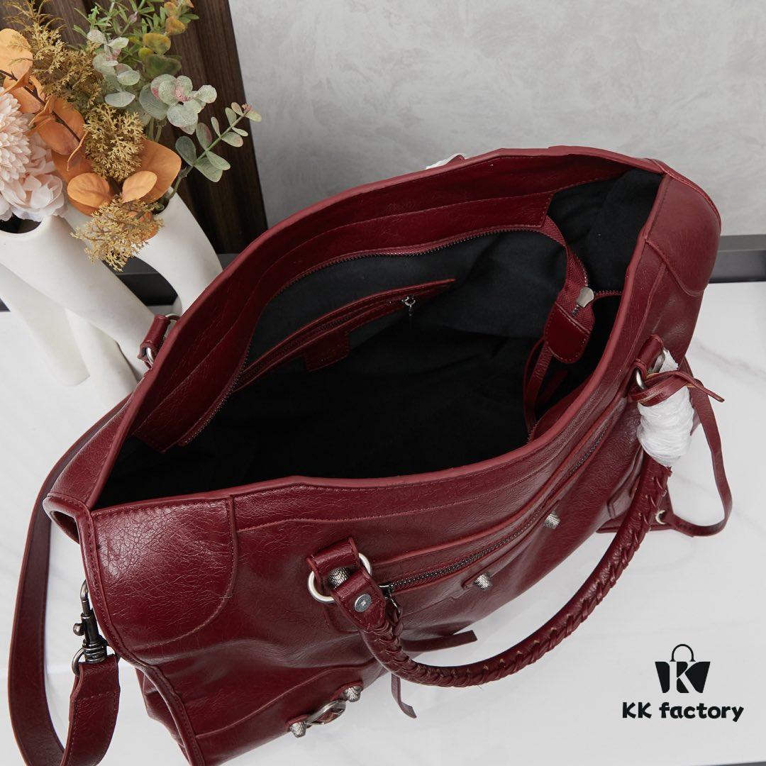 6930e0556e68136f4d9b21b0 Large Silver Buckle Balenciaga Motorcycle Bag with Box