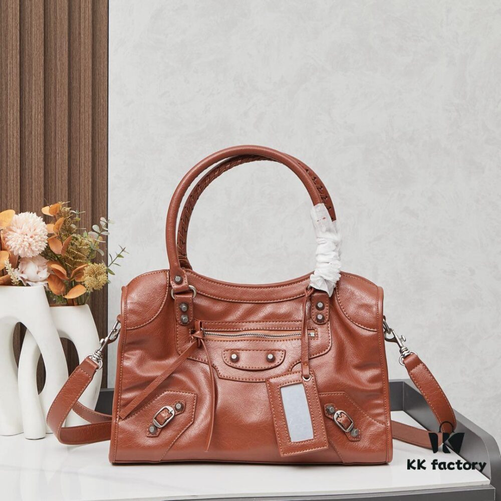 6930e05b6e68136f4d9b21ba Balenciaga Motorcycle Bag in Medium Size with Silver Buckle, Gaint City Collection, Comes with Box