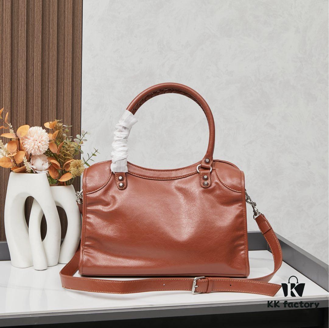 6930e05d6e68136f4d9b21be Balenciaga Motorcycle Bag in Medium Size with Silver Buckle, Includes Box