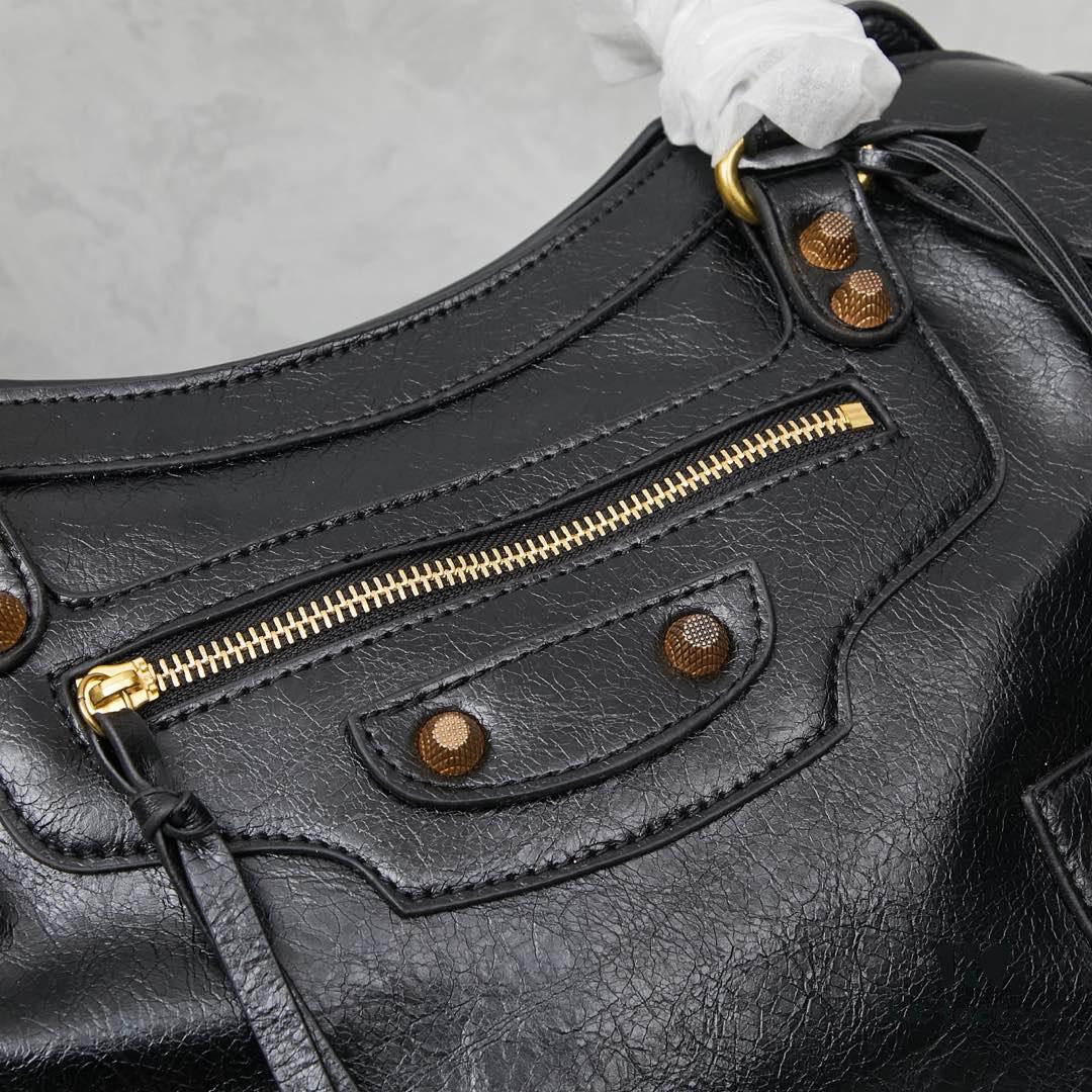 6930e0706e68136f4d9b21d9 Balenciaga Motorcycle Bag in Medium Size with Gold Buckle, Includes Box