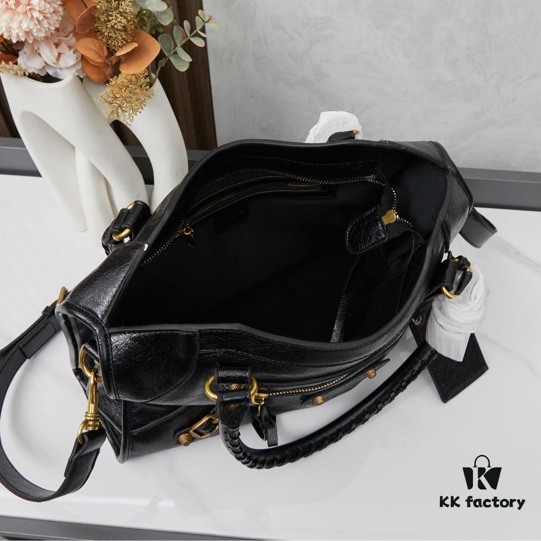6930e0726e68136f4d9b21db Balenciaga Motorcycle Bag in Medium Size with Gold Buckle, Includes Box