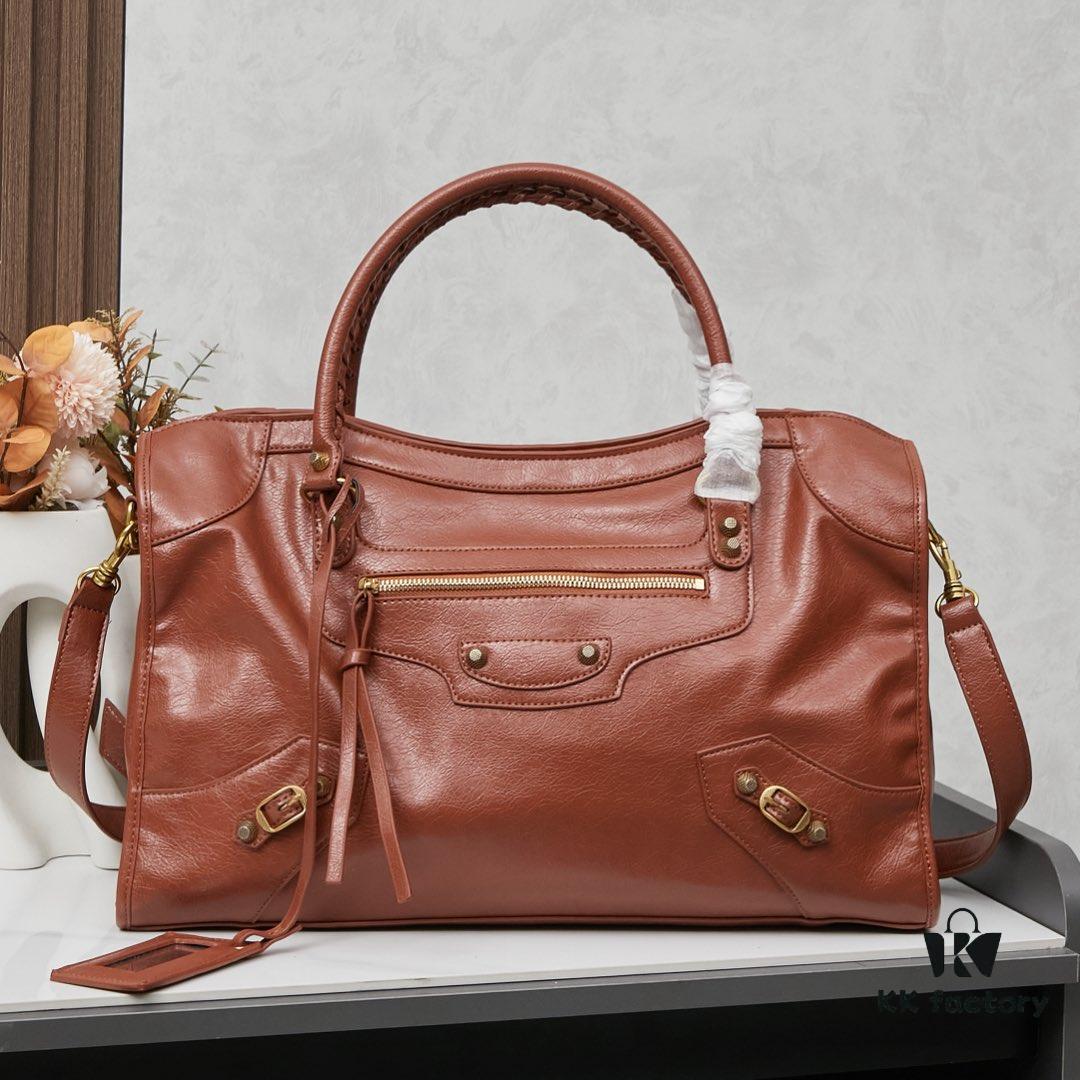 6930e0966e68136f4d9b2216 Large Golden Buckle Balenciaga Motorcycle Bag with Box