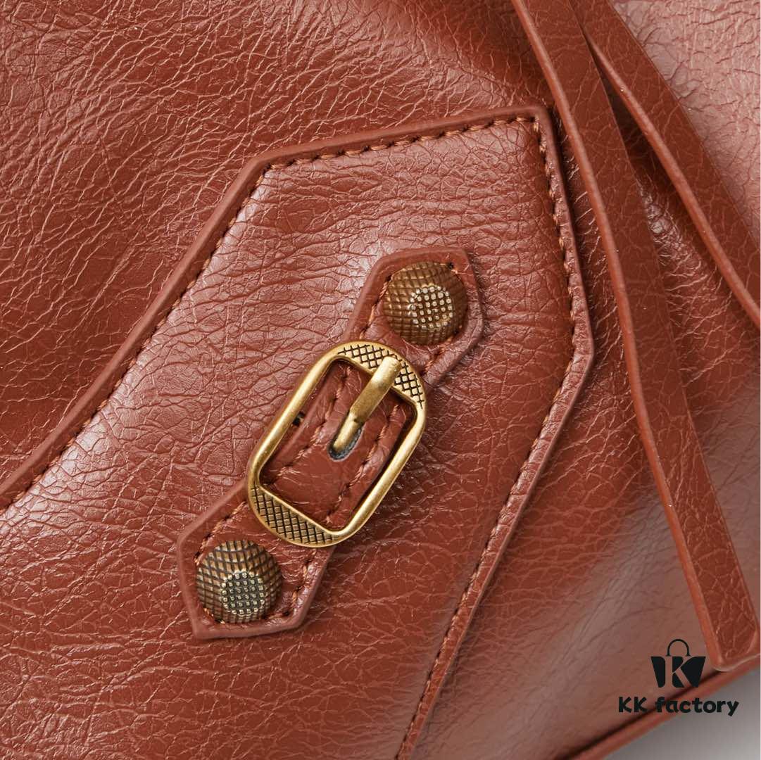 6930e09b6e68136f4d9b221e Large Golden Buckle Balenciaga Motorcycle Bag with Box