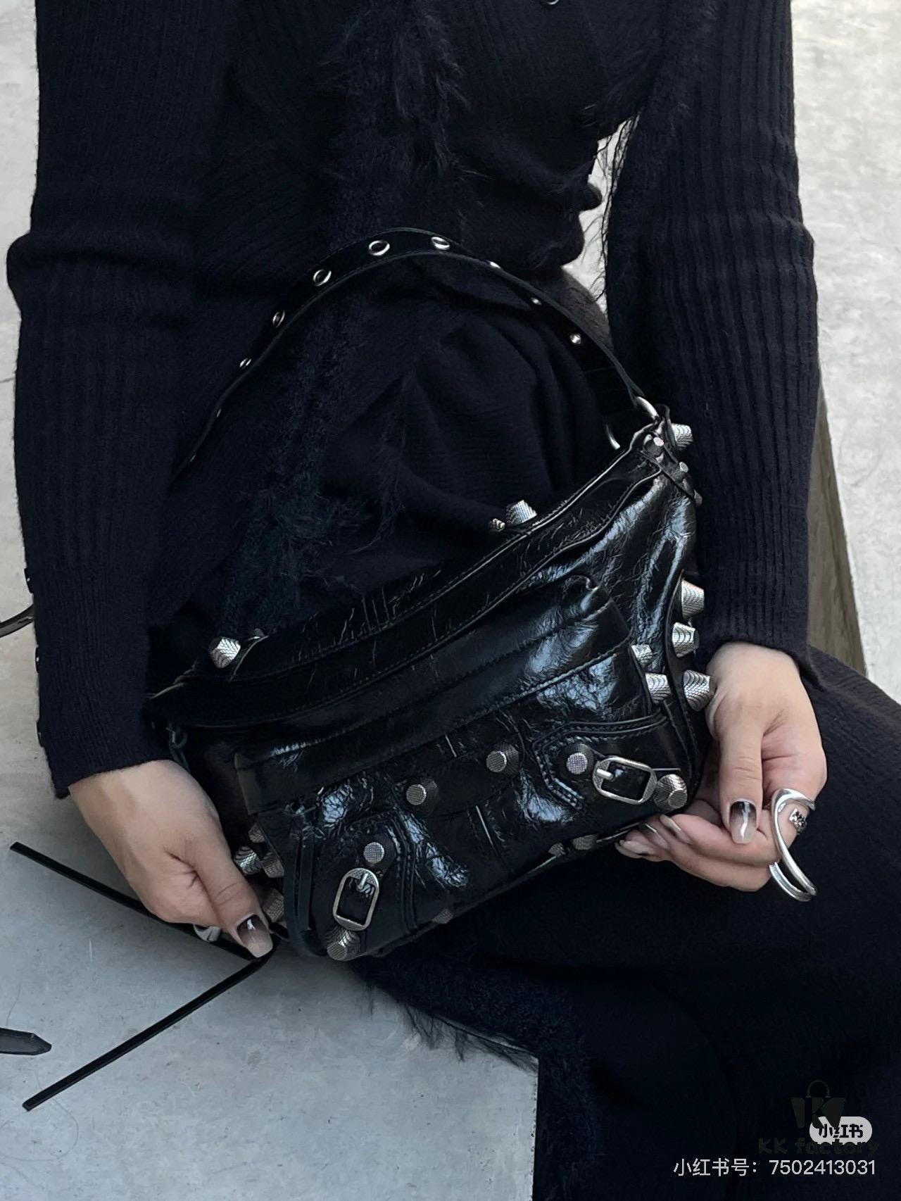 6930e0df6e68136f4d9b2264 Balenciaga LE CAGOLE MEDIUM BUM BAG IN BLACK TEXTURED LAMB LEATHER
