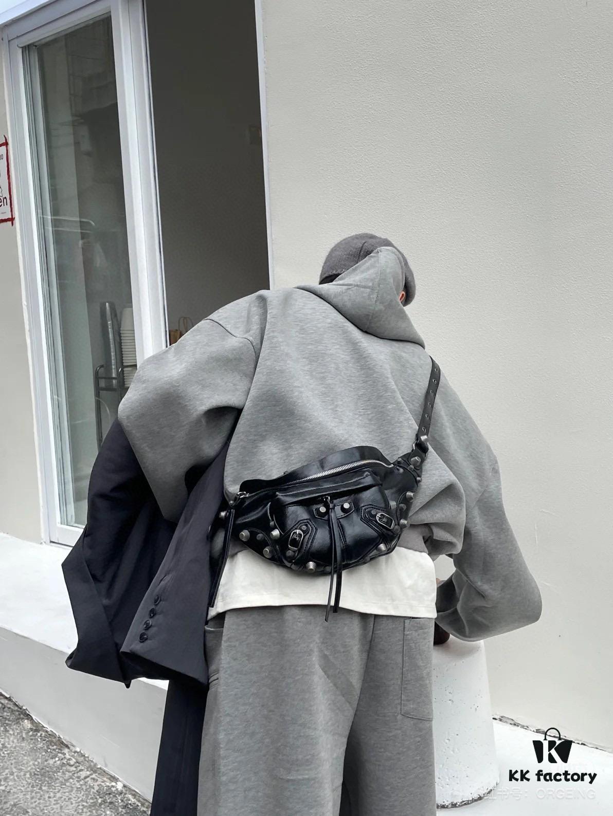 6930e0df6e68136f4d9b2266 Balenciaga LE CAGOLE MEDIUM BUM BAG IN BLACK TEXTURED LAMB LEATHER