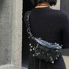 6930e0e56e68136f4d9b226e Balenciaga LE CAGOLE MEDIUM BUM BAG IN BLACK TEXTURED LAMB LEATHER