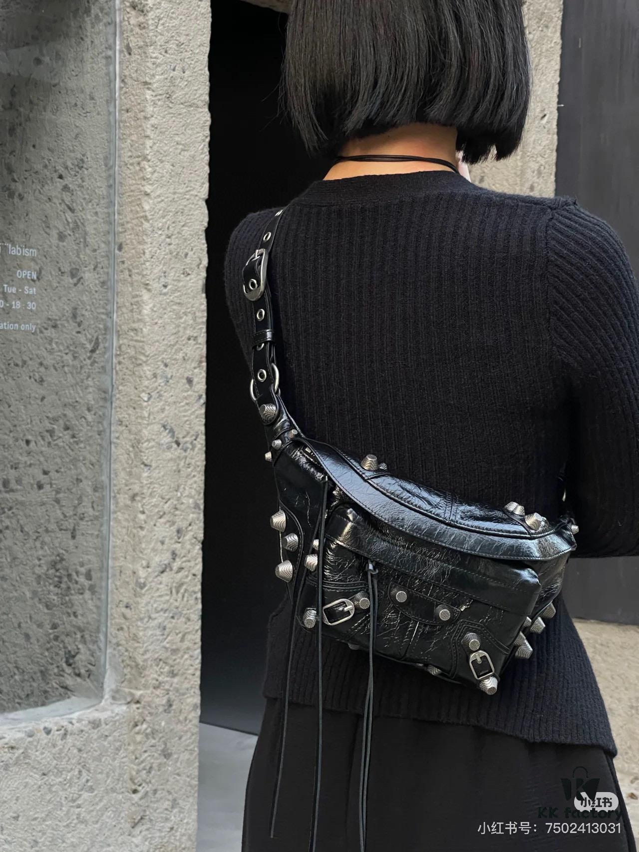 6930e0e56e68136f4d9b226e Balenciaga LE CAGOLE MEDIUM BUM BAG IN BLACK TEXTURED LAMB LEATHER