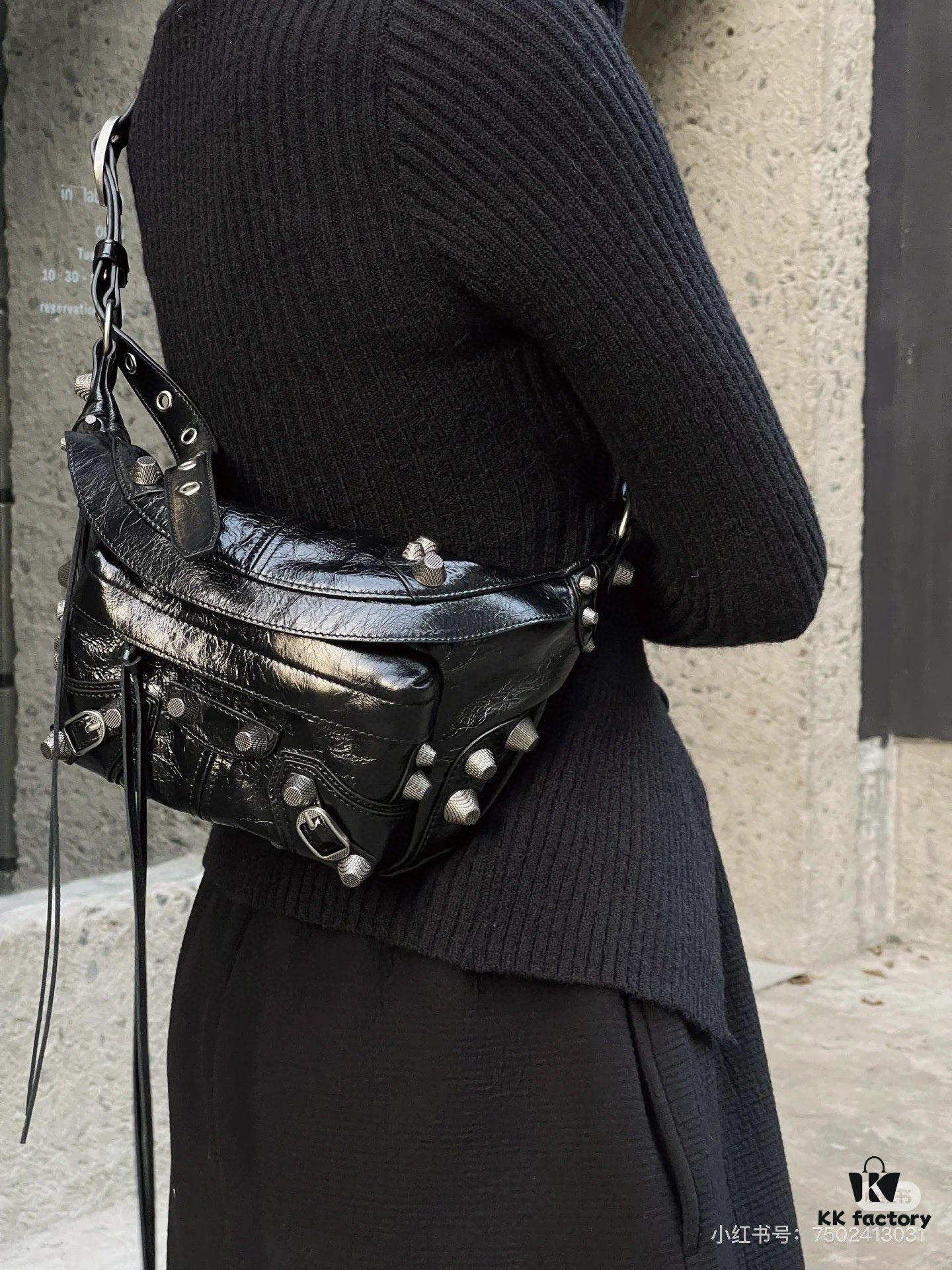6930e0e96e68136f4d9b2272 Balenciaga LE CAGOLE MEDIUM BUM BAG IN BLACK TEXTURED LAMB LEATHER