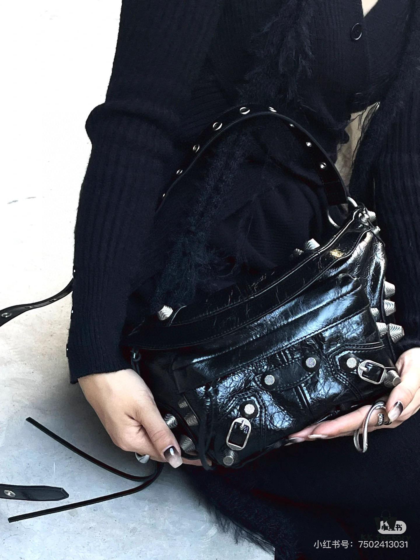 6930e0e96e68136f4d9b2273 Balenciaga LE CAGOLE MEDIUM BUM BAG IN BLACK TEXTURED LAMB LEATHER