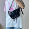 6930e0eb6e68136f4d9b2275 Balenciaga LE CAGOLE MEDIUM BUM BAG IN BLACK TEXTURED LAMB LEATHER