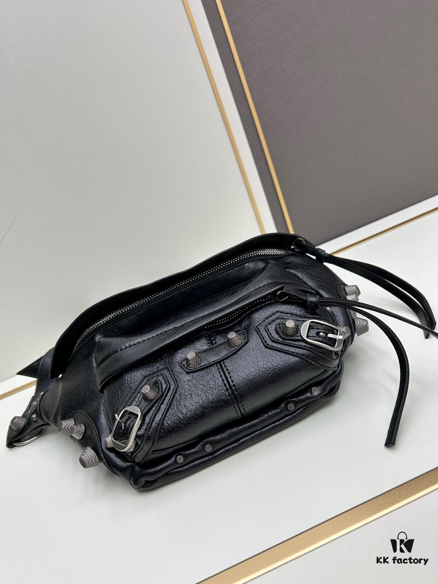 6930e0f06e68136f4d9b227d Balenciaga LE CAGOLE ||| LE CAGOLE MEN Medium Waist Bag in Black Fine-Grain Lambskin
