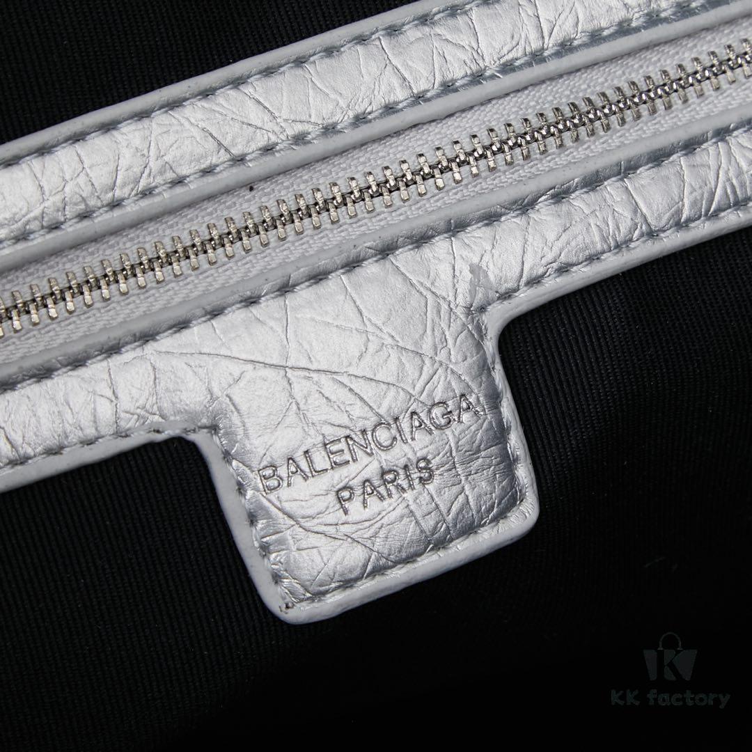 6930e1896e68136f4d9b233d Large Silver Buckle Balenciaga Motorcycle Bag with Box - Gaint City Series