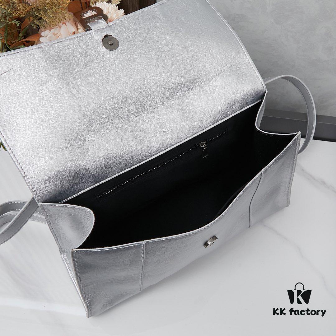 6930e18d6e68136f4d9b2340 Small Silver Buckle (With Box) Balenciaga Latest Long Handle Hourglass Bag