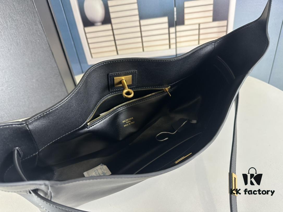 6930e1a96e68136f4d9b2360 New Balenciaga Winter 24 Collection Re-see Shoulder Bucket Bag, Full-Grain Leather, Minimalist Luxury Design, Upcycled Motorcycle Glove Handbag with Keychain Closure, Effortlessly Chic Look