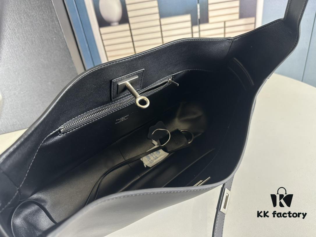 6930e1af6e68136f4d9b2369 New BALENCIAGA Winter 24 Collection Re-See Shoulder Bucket Bag, Full-Grain Leather, Minimalist Luxury Design, Upcycled Motorbike Glove Clutch with Keychain Closure, Effortlessly Chic Look