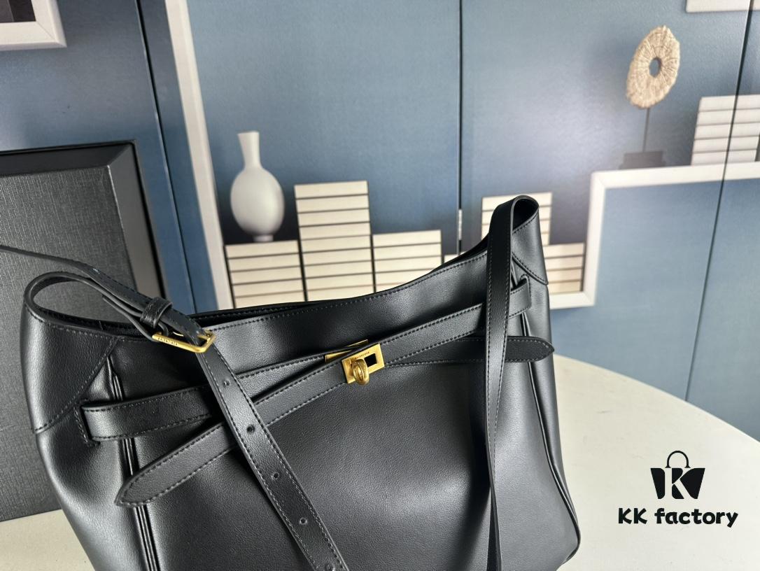6930e1bd6e68136f4d9b2379 New BALENCIAGA Winter 24 Collection Re-See Shoulder Bucket Bag, Full-Grain Leather, Minimalist Luxury Design, Upcycled Motorbike Glove Handbag with Keychain Closure, Elegant and Sophisticated Lazy Lady Style