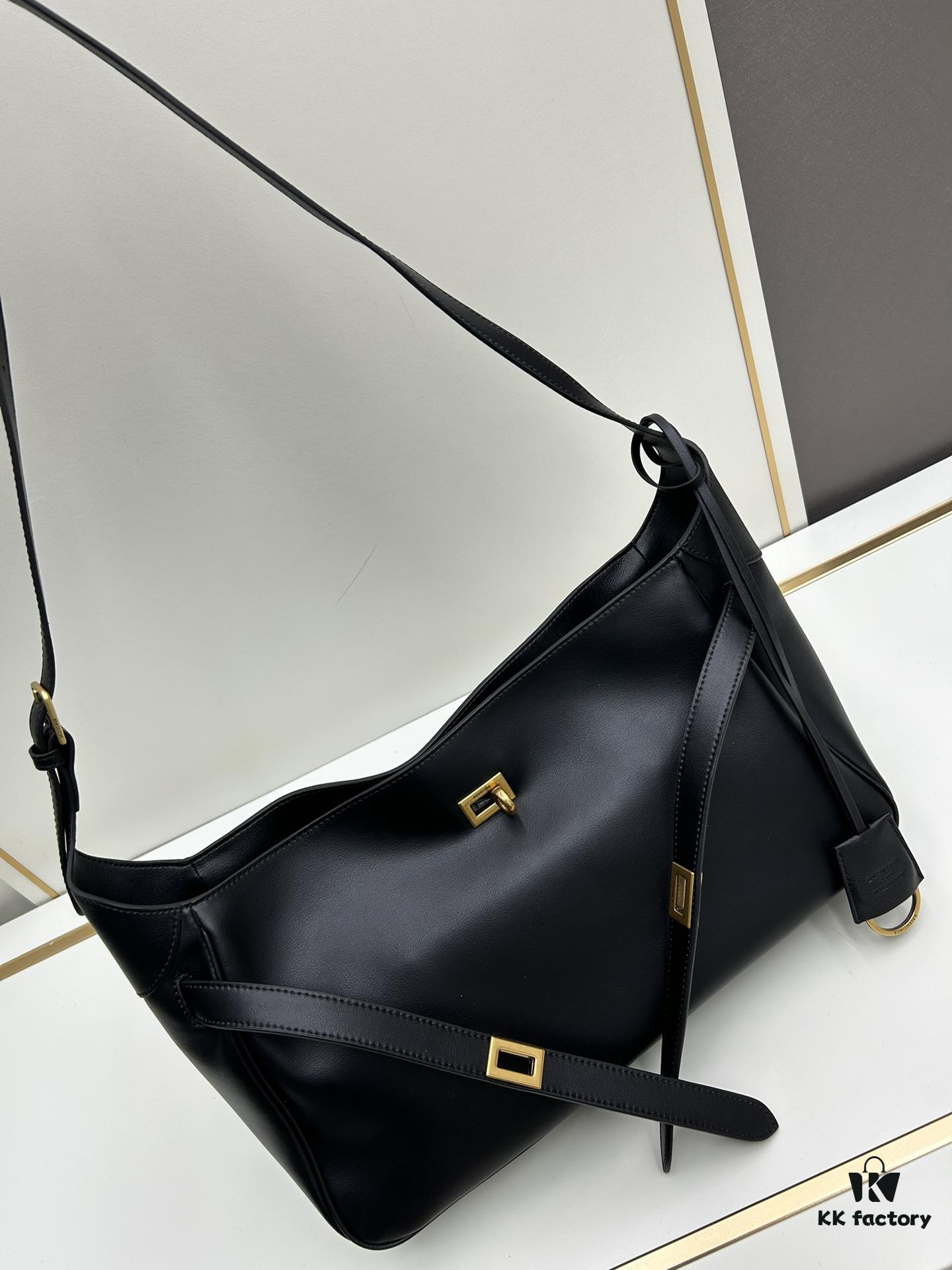 6930e2206e68136f4d9b2401 New BALENCIAGA Winter 24 Collection Re-See Shoulder Bucket Bag, Full-Grain Leather, Minimalist Luxury Design, Upcycled Motorbike Glove Handbag with Keyring Closure, Elegant and Edgy Style