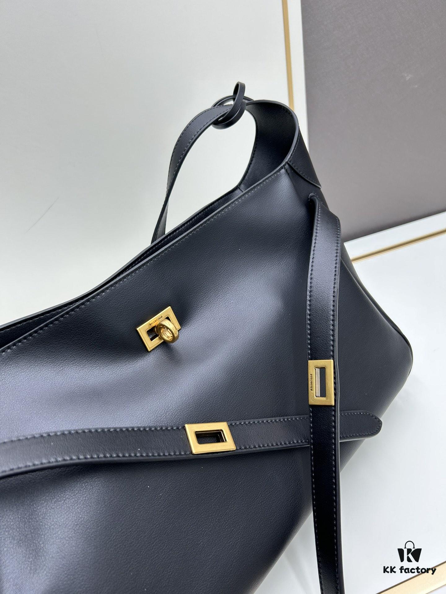 6930e2246e68136f4d9b2406 New BALENCIAGA Winter 24 Collection Re-See Shoulder Bucket Bag, Full-Grain Leather, Minimalist Luxury Design, Upcycled Motorbike Glove Handbag with Keyring Closure, Elegant and Edgy Style