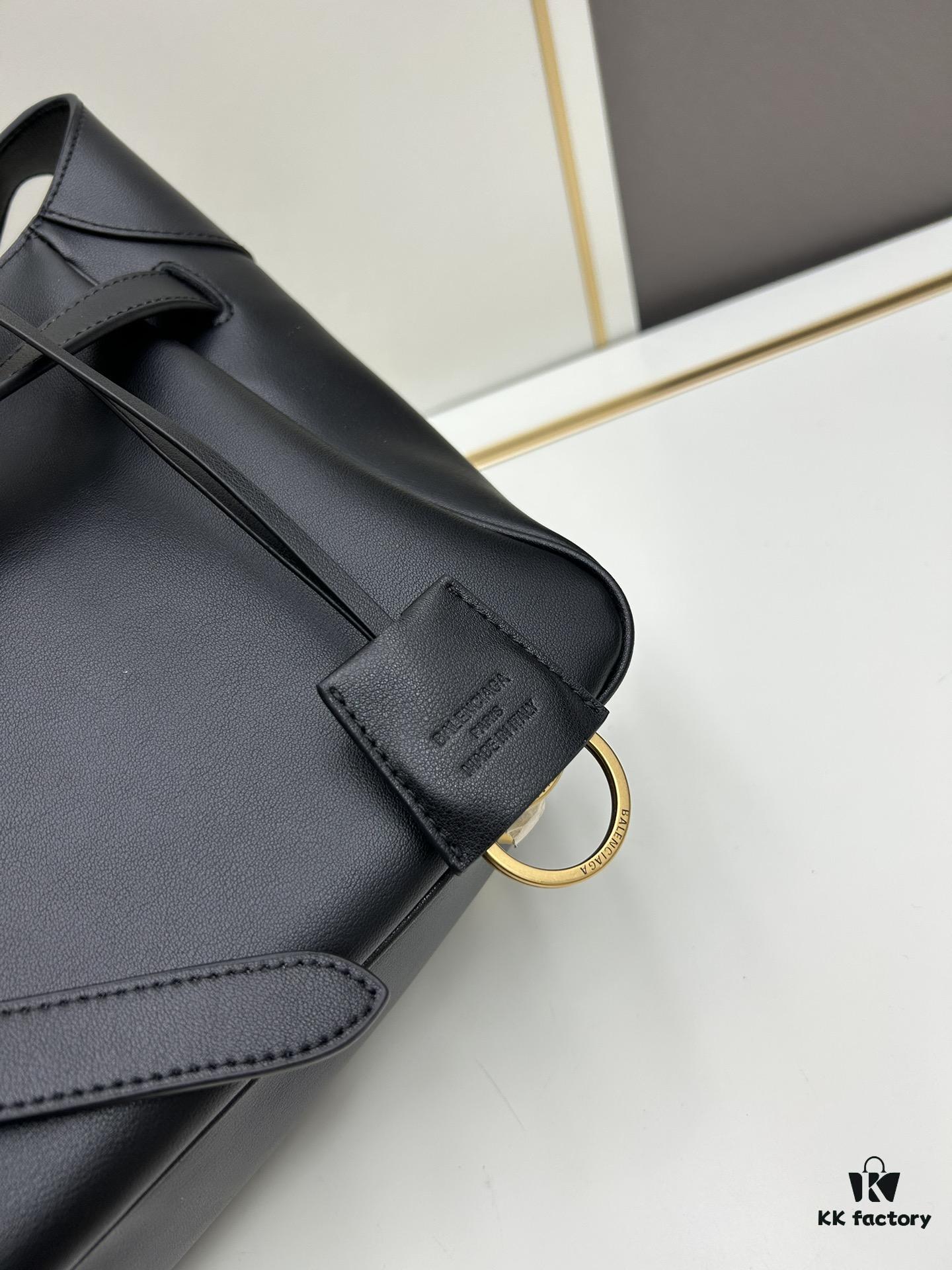6930e2246e68136f4d9b2407 New BALENCIAGA Winter 24 Collection Re-See Shoulder Bucket Bag, Full-Grain Leather, Minimalist Luxury Design, Upcycled Motorbike Glove Handbag with Keyring Closure, Elegant and Edgy Style