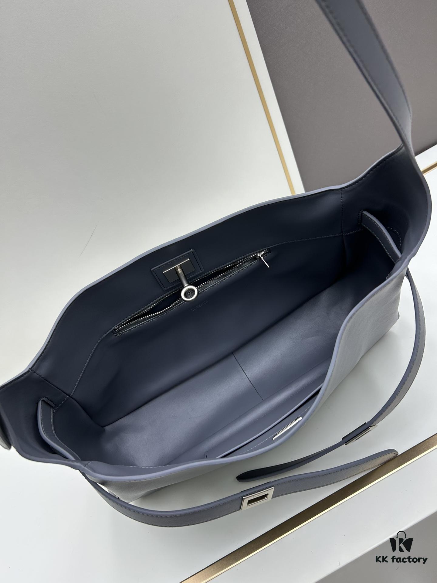 6930e22a6e68136f4d9b2410 New BALENCIAGA Winter 24 Collection Re-See Shoulder Bucket Bag, Full-Grain Leather, Minimalist Luxury Design, Upcycled Motorcycle Glove Handbag with Keychain Closure, Elegant and Sophisticated Look