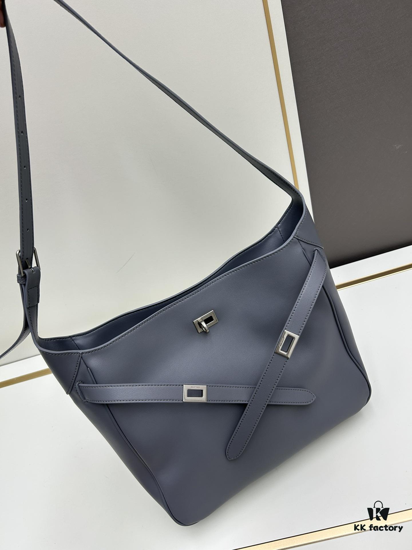 6930e2426e68136f4d9b2430 New BALENCIAGA Winter 24 Collection Re-See Shoulder Bucket Bag, Full-Grain Leather, Minimalist Luxury Design, Upcycled Motorbike Glove Handbag with Keychain Closure, Elegant and Sophisticated, Size 30x25x10