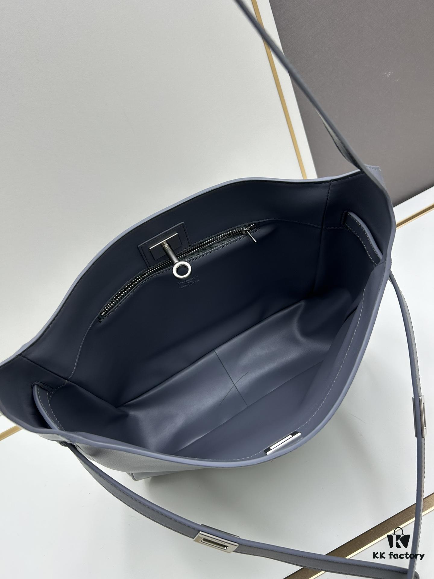 6930e2466e68136f4d9b2432 New BALENCIAGA Winter 24 Collection Re-See Shoulder Bucket Bag, Full-Grain Leather, Minimalist Luxury Design, Upcycled Motorbike Glove Handbag with Keychain Closure, Elegant and Sophisticated, Size 30x25x10