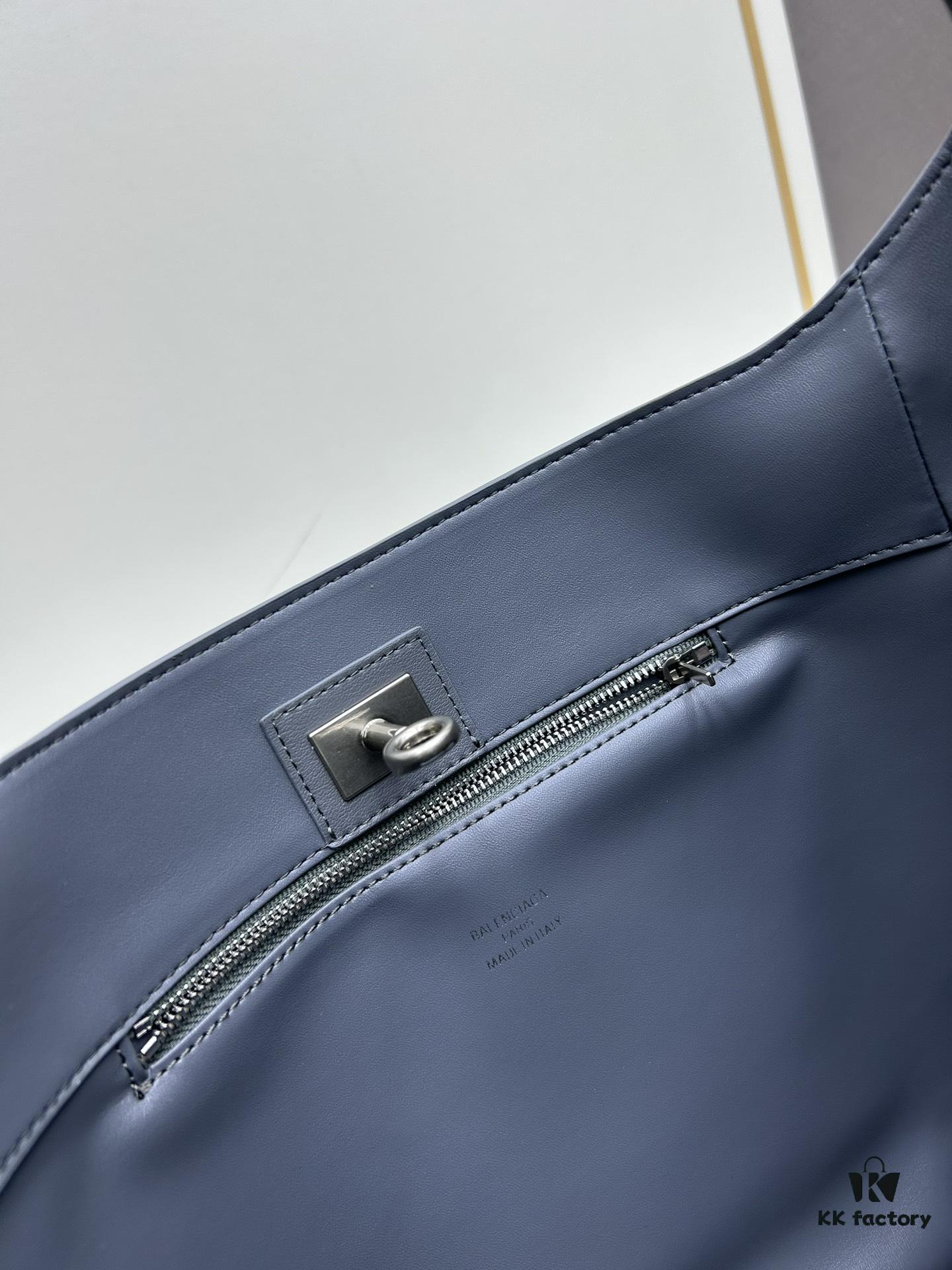 6930e2486e68136f4d9b2436 New BALENCIAGA Winter 24 Collection Re-See Shoulder Bucket Bag, Full-Grain Leather, Minimalist Luxury Design, Upcycled Motorbike Glove Handbag with Keychain Closure, Elegant and Sophisticated, Size 30x25x10